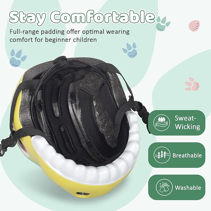 Dinosaur Bike Helmet for 1-3-5-8 Toddler Baby Kids, Lightweight Bicycle Helmet for Cycling Skateboard Roller Skate & Multi-Sports,2 Sizes for Boys and Girls