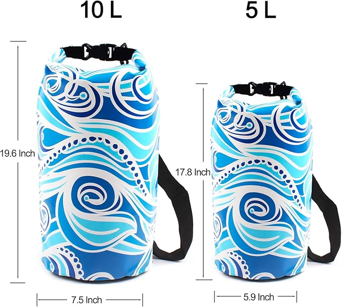 Dry Bag Waterproof,5L Roll Top Backpack Floating Dry Bag for Kayaking Boating Swimming Hiking Camping Outdoor Activities,Blue Sky