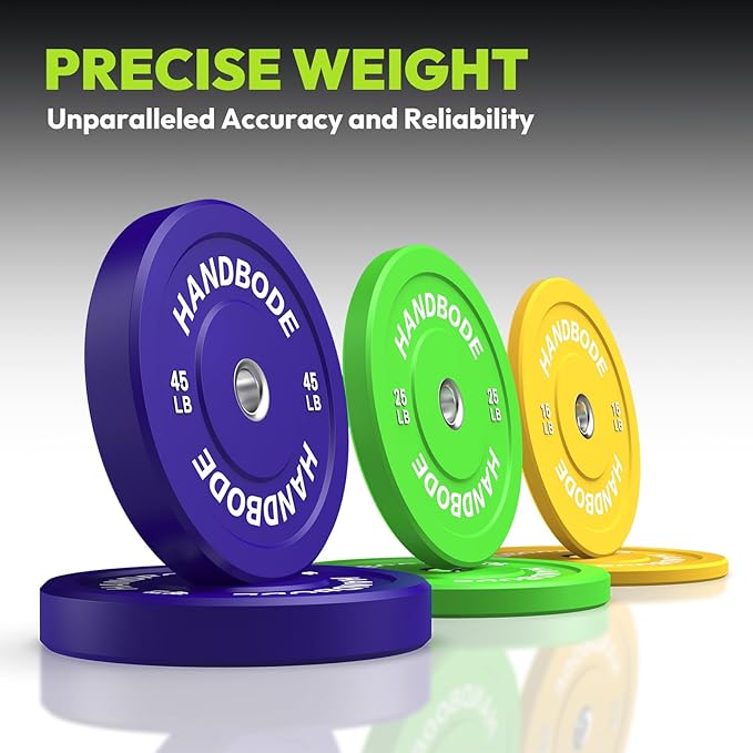 Colored Bumper Weight Plates Olympic Weight Plate Set 2-Inch, 10/15/20/25/35/45/55 lb Barbell Weight Plates Set for Home Gym, Rubber Strength Training Weights Plates for Weight Lifting