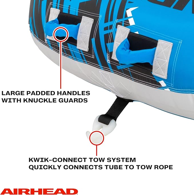 Airhead G-Force Inflatable Towable Tube | 2-4 Rider Models | Dual Tow Points | Full Nylon Cover | Kwik-Connect | Patented Speed Valve | Boat Tubes and Towables