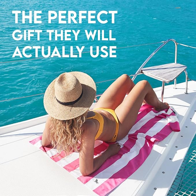 Dock & Bay Customized Beach Towel - Quick Dry, Sand Free - Compact, Lightweight - 100% Recycled - Includes Bag - Cabana - Phi Phi Pink- Large