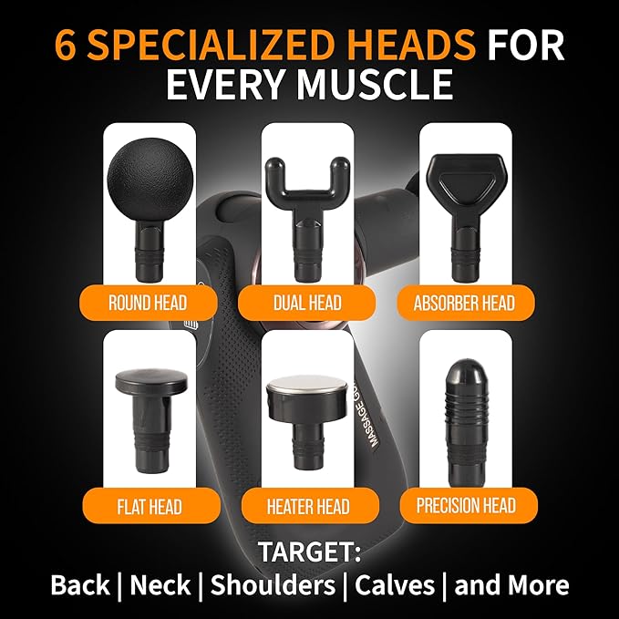 Deep Tissue Percussion Massage Gun | Handheld Multi-Angle Massager | Adjustable Arm for Full-Body Reach | Portable Muscle Recovery Tool | 30 lbs Stall Force | Quiet | 5-Speed | 240 Min Battery