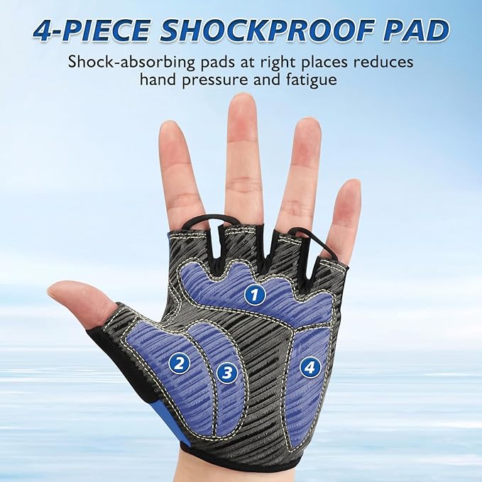 Cycling Gloves with Shock-Absorbing Pad, Extra Grip, Flexible Fit, Light Weight, Breathable for Men and Women Mountain Biking