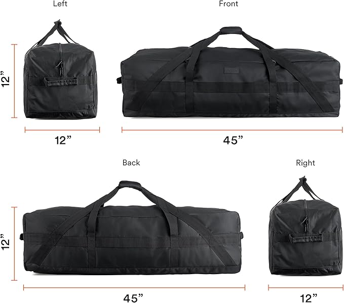 Fitdom 106L 45" Heavy Duty Extra Large Duffle with Upgrade Zipper, Durable & Water Resistant. Perfect as Camping Bag Travel Storage Tent Storage Sports Equipment Bag For Coaches & More