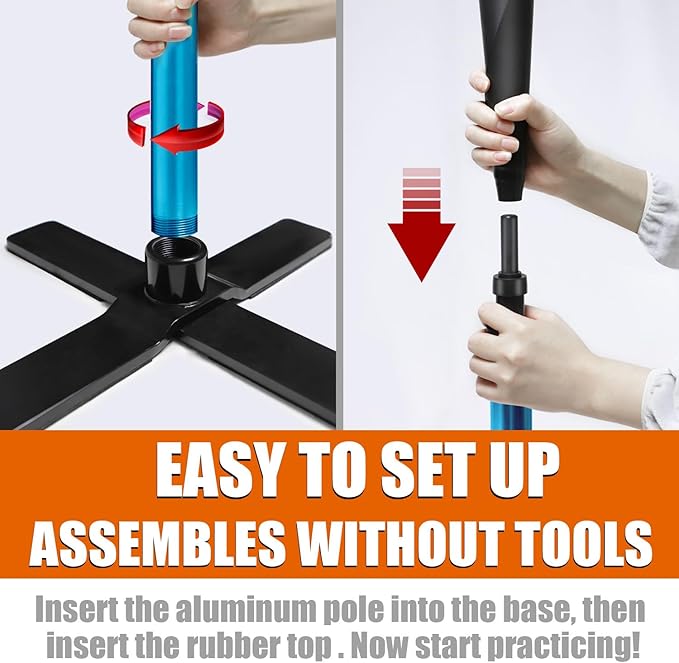 Baseball&Softball Tee,Batting Tee,Adjustable Height:25-37 inches，2 Flexible Top Rubber,X-Style Foldable&Heavy-Duty Base and Carrying Bag for Easy Store&Carrying