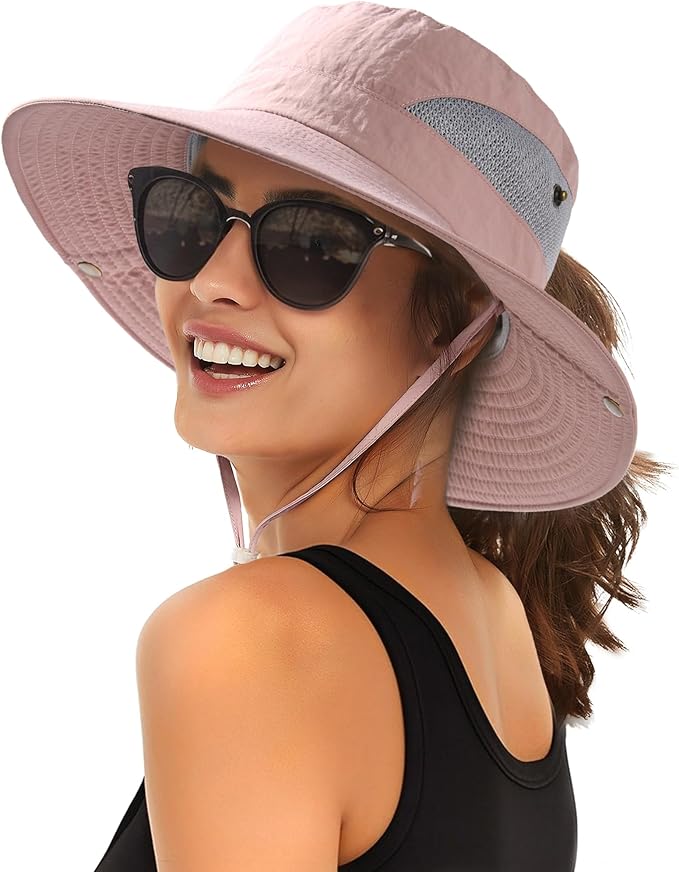 FURTALK Womens Sun Hat with Ponytail Hole Beach Hiking Summer Wide Brim UPF 80+ Outdoor Protection Foldable Bucket Hat