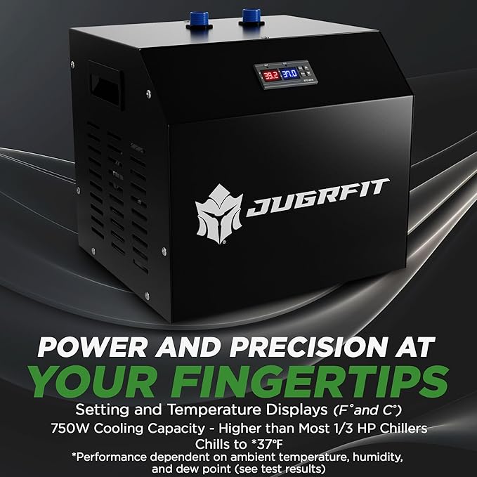 Cold Plunge Tub with Water Chiller – 53”L×32"W, 121 Gal Inflatable, Portable Ice Bath Tub for Outdoor or Indoor Use – 37℉ Chiller, Pump, & Filter – Boost Athletic Recovery, Mood, & Energy with JUGRFIT