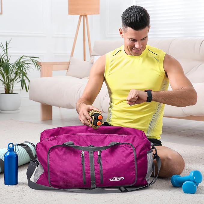 G4Free 40L/65L Foldable Duffel Bag, Water-Repellent Travel Backpack, Lightweight Carry Bag for Overnight Weekender Sports Men Women