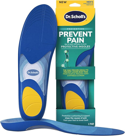 Dr. Scholl's Prevent Pain Protective Insoles, Protect Against Foot, Knee, Lower Back Pain, Promote Foot Health & Wellness, Trim to Fit Insert, Men Shoe Size 8-14, 1 Pair