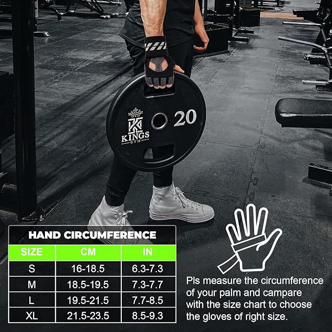 Fingerless Fitness Gloves with Wrist Support for Men - Ideal for Gym, Workout & Weight Lifting, Sports Gloves with Padded Design, Excellent Grip and Cushion Pads