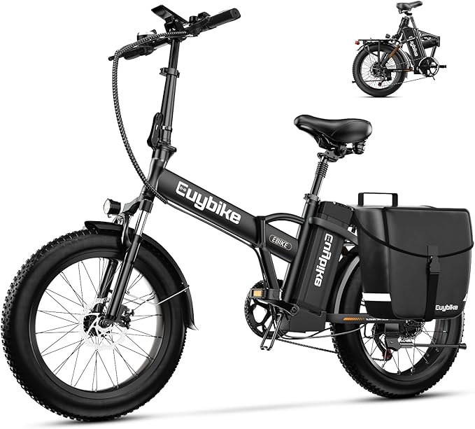 Foldable Electric Bike for Adults, 30+MPH, 48V 20Ah Removable Lithium Battery up to 80Miles, 20" Fat Tire 1000W Peak Motor Dirt Ebike Adult Electric Bicycle for Commute Beach Mountain E Bike