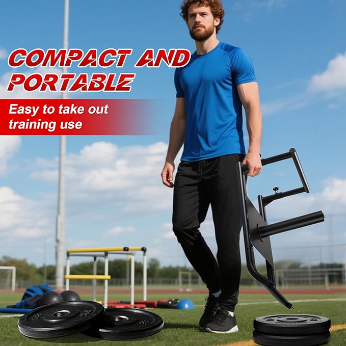 GADFISH Medium-Sized Weight Sled, Adjustable Height Workout Fitness Sled for Speed Training, Push and Pull Sleds for Exercise, Suitable for 1" & 2" Weight Plate, Applicable to Multiple Scenarios