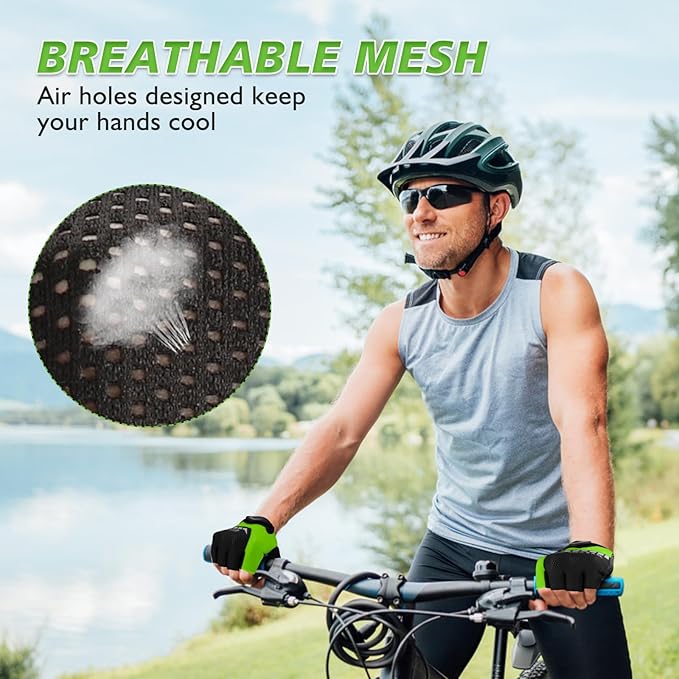 Cycling Gloves with Shock-Absorbing Pad, Extra Grip, Flexible Fit, Light Weight, Breathable for Men and Women Mountain Biking