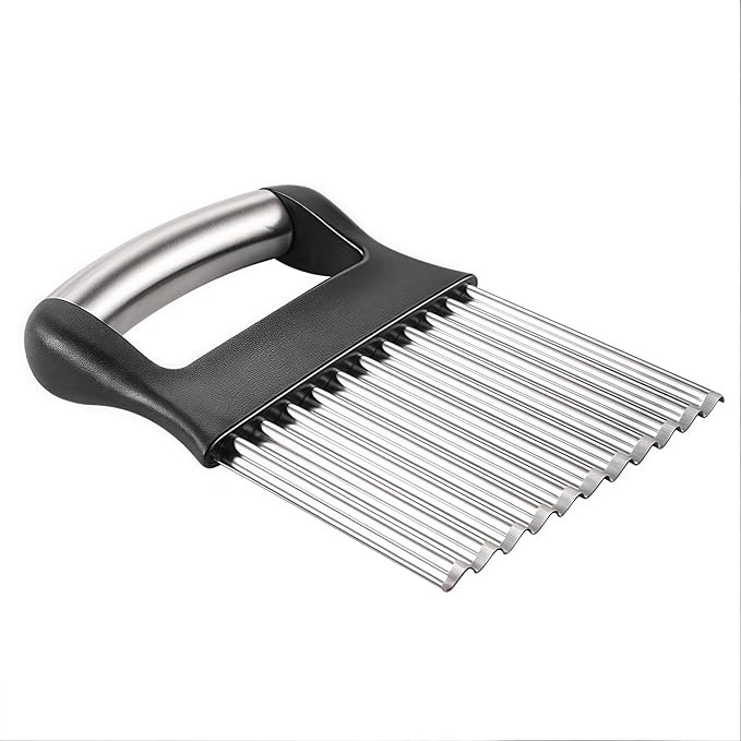 Crinkle-Cut Wave Slicer French Fry Vegetable Cutter, Stainless Steel Blade