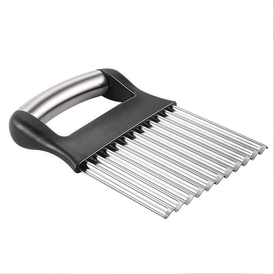 Crinkle-Cut Wave Slicer French Fry Vegetable Cutter, Stainless Steel Blade