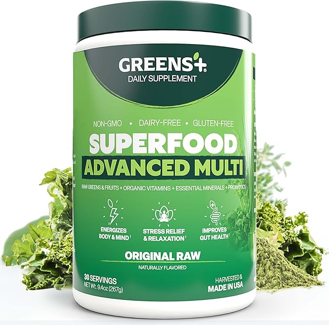 Greens+ Advanced Multi Raw Superfood | Essential Blend of Raw Foods, Superfruits and Sea Vegetables Powder | Vegan | Dietary Supplement | Non GMO, Soy Dairy & Gluten-Free | Size 9.4oz