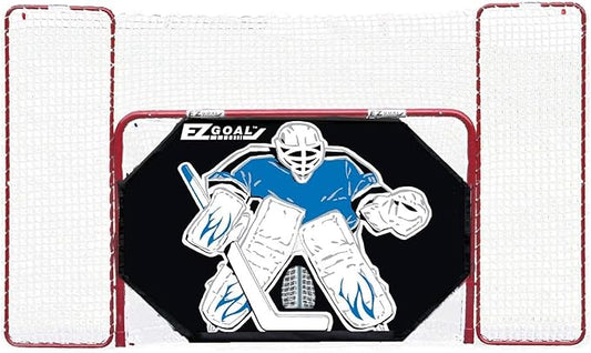 EZ Goal Folding Hockey Training Goal Net w/ Backstop, Targets, & Shooter Tutor , Red/White, 2-Inch