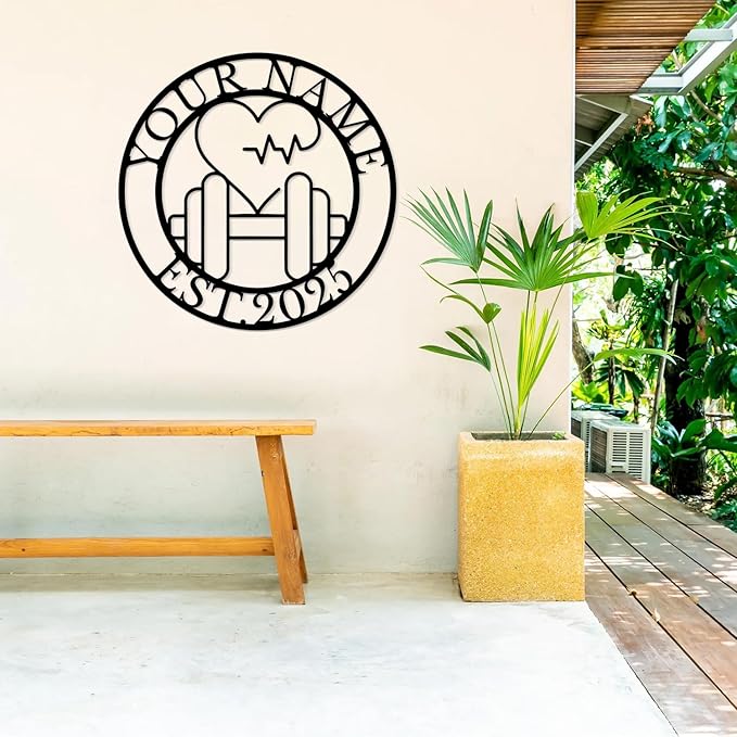 Customized Metal Gym Name Sign, Personalized Sports Room Wall Art,Metal Gym Sign,Unique Fitness Wall Sign, Gym Lovers Unique Gift, Gym Wall Art,Training Center Sign (Style-11)