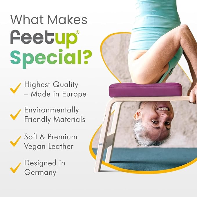 FeetUp - The Original Yoga Headstand Bench, Vegan Handstand Trainer Bench and Stand, Strength Training Inversion Equipment for Relaxation and Strength, Includes App & Starter Kit, #1 Worldwide