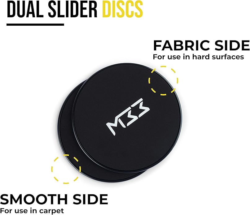 Core Sliders Black - Dual Sided Workout Gliding Discs for Core Exercise and Strengthening - Light and Portable Core Workout Equipment - Applicable for Most Floor Surfaces