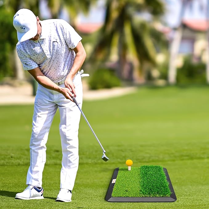 Dual-Turf Portable Golf Training Equipment - Fairway & Rough Turf Golf Mat, Golf Hitting Mat, Golf Practice Mats with Turf for Chipping & Swing Practice - Ideal Golf Practice Mat for Home and Backyard