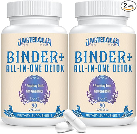 All-In-One Detox Binder Supplement 1500 MG - High Bioavailability, Liver Gut Detox Cleanse with Activated Charcoal, Zeolite & Bentonite Clay for Toxins, Liver, Digestive, 180 Vegan Capsules