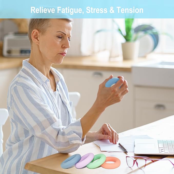 Grip Strength Trainer Hand Gripper Strengthener. Hand Finger Wrist Forearm Workout Exerciser for Strength Training Rock Climbing Athletes Rehabilitation Stress Relief. Silicone Rings 3.5 Inch.