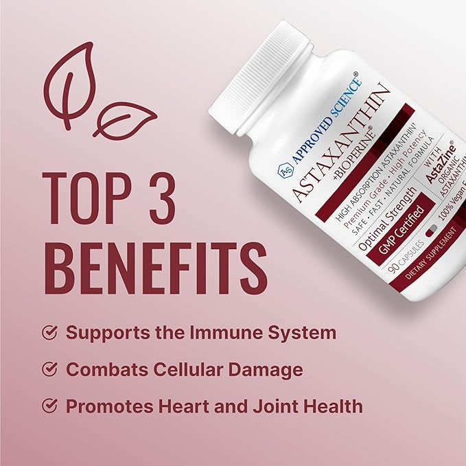 Approved Science® Astaxanthin 12 mg - Extra Strength Antioxidant - Supports Heart, Eyes, Skin - 180 Vegan Capsules - 6 Month Supply