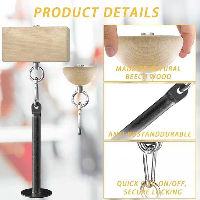 Grip Strength Training Beech Wood Pinch Block & Half-Sphere Ball with Loading Pin – Hand, Finger, Forearm Workout Set for Climbing, Lifting, Fitness Training