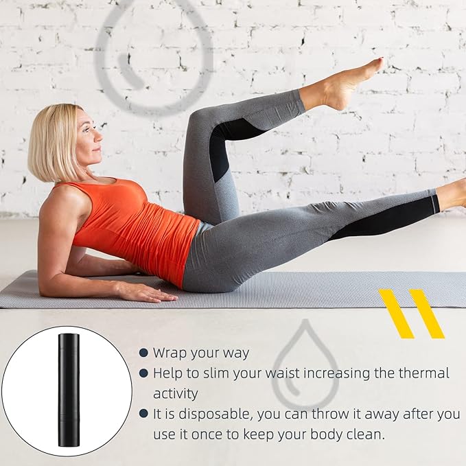 60 Meters Black Osmotic Plastic Body Wrap, Workout and Sweat Enhancer Stomach Wrap Body Wrap Film Applicator Power Wrap(2 Rolls)