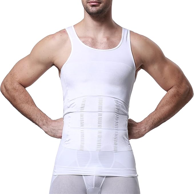 GKVK Mens Slimming Body Shaper Vest Shirt Abs Abdomen Slim