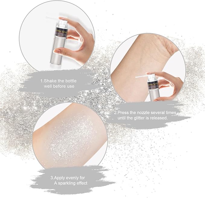 Hair and Body Glitter, 1PC Peal White Hair Glitter Extra Fine Face Shimmer Powder for Clothes, Festival Loose Sparkle Powder for Rave Clothes Nail Art Easter Halloween Crafts (Peal White)