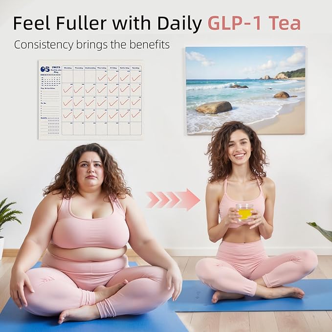 GLP-1 Herbal Tea，7 Precious Ingredients Formula to Complement Balanced Eating Habits, Yerba Mate, Cinnamon, Gardenia & More, No Sugar or Artificial Additives–30 Tea Bags (2 Pack)