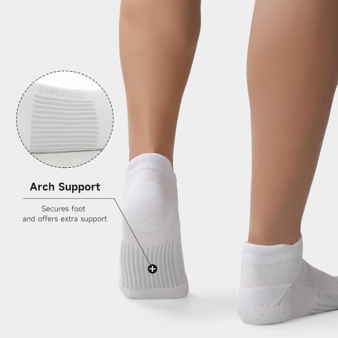 BAMBOO COOL Men's Ankle Socks Athletic Cushioned Moisture Wicking, Running Socks Arch Support Breathable, Heel Tab 8 Pack