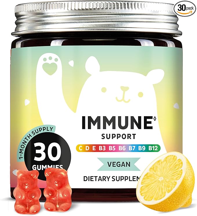 Immune Support Gummies – Vitamin C, D, B6 & B12 – Daily Immune Boost – Vegan, Naturally Flavored (30 Gummies)
