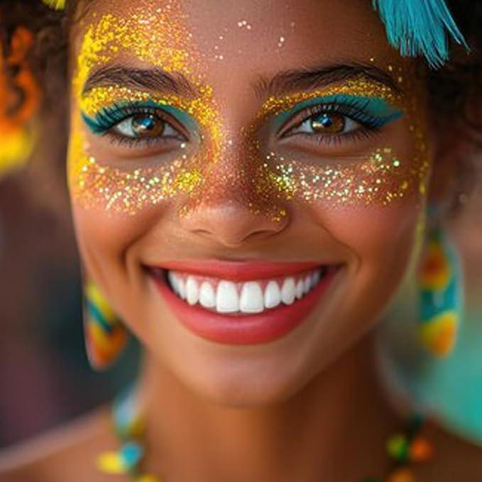 Gold Hair Glitter Stick,Yellow Body Face Glitter Singer Concert Outfits for Women,Rave Accessories Carnival Chunky Sequins,Waterproof Shimmer Body Paint for Kids