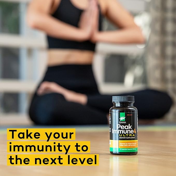 Daiwa PeakImmune4 Natural Immune Support Supplement with RBAC Rice Bran and Mycelia Extract from Shiitake Mushrooms - Ultra Strength