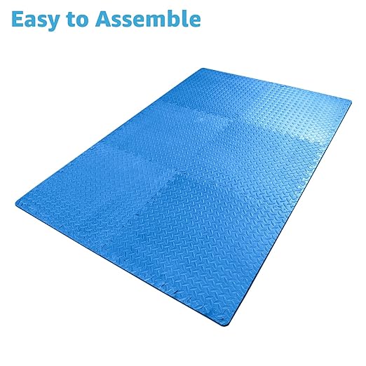Art3d 48 Sq.Ft Eva Puzzle Exercise Mats, 24"x24" x 1/2" Thick Foam Interlocking Tiles for Flooring, Workout, Gym Equipments, Pack of 12, Blue