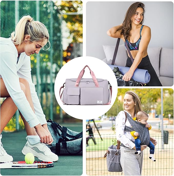 FIORETTO Women's Gym Duffle Bag with Shoes Compartment, 37L Capacity, Ideal for Travel, Gym, Sports, Duffel, Weekender