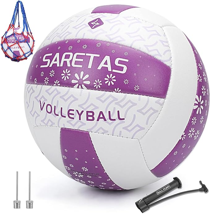 Beach/Water/Sand Volleyballs, Outdoor/Indoor Official Size, Soft Touch Volleyball for Beginners, Cute Volley Ball for Girls/Kids/Youth, Ideal Gifts with Pump for Backyard, Pool, Middle School
