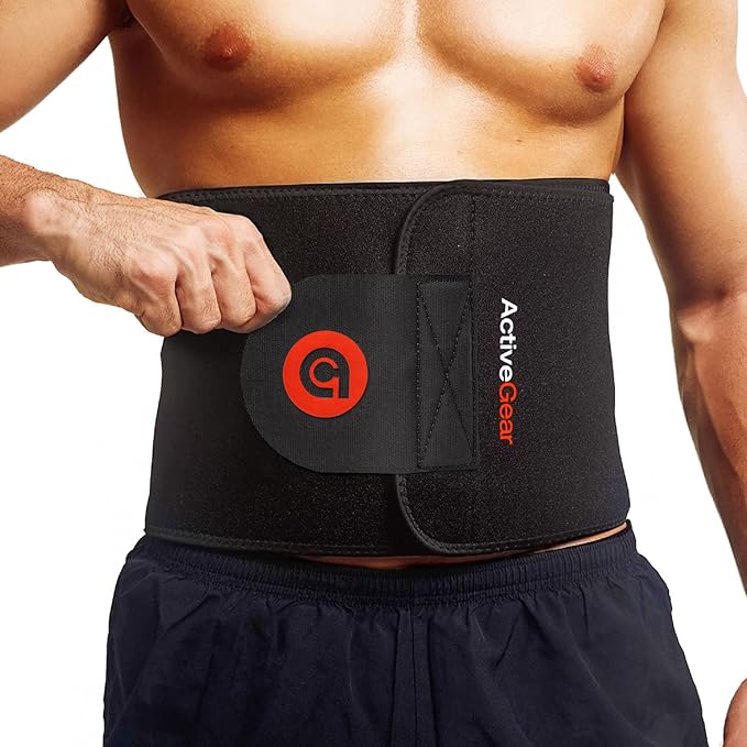 ActiveGear Premium Waist Trimmer & Trainer Belt for Men and Women - Sweat-Enhancing Slimming Wrap for Stomach, Adjustable Fit