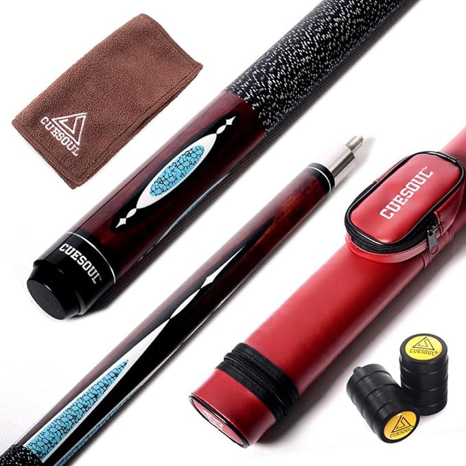 CUESOUL 58 Inch 19oz/20oz Maple Billiard Stick Pool Cue Set 11.5mm/13mm Tip[Weight Adjustable]