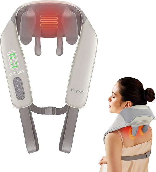 Cordless Neck Shoulder Massager with Heat, Back Massager Pillow, Gifts for Men, Women