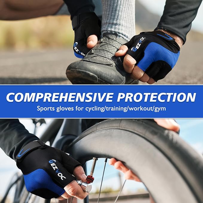 Cycling Gloves with Shock-Absorbing Pad, Extra Grip, Flexible Fit, Light Weight, Breathable for Men and Women Mountain Biking