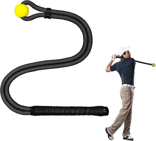 Golf Rope Swing Trainer, Golf Swing Training Aid to Improve Speed, Accuracy, Rhythm, Flexibility and Strength, Portable Golf Training Tool for Indoor/Outdoor Practice