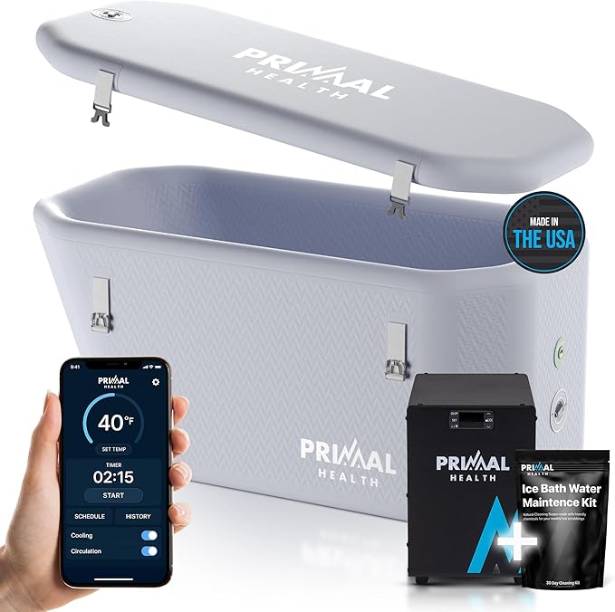 Cold Plunge Tub with Water Chiller (Maintains 37°F) – Complete Ice Bath Tub With Chiller – Ice Bath Water Chiller System with Hoses & Pumps – Cold Plunge Chiller for Recovery, Athletes & Home Use