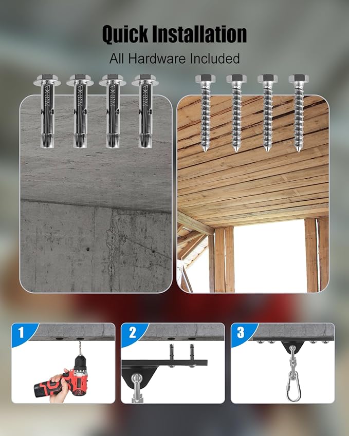 Heavy Bag Hanger, Punching Bag Stand with Locking Clip, 360° Swivel Wall Mount Ceiling Hook for Punching Bag/Aerial Yoga/Hammock/Sandbag/Swing Chair – Heavy-Duty Boxing Bag Mount (900LB Capacity)