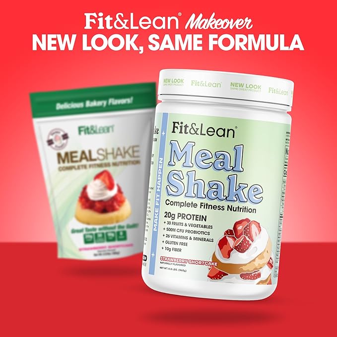 Fit & Lean Meal Shake, Fat Burning Meal Replacement, Protein, Fiber, Probiotics, Strawberry Shortcake, 0.8 lbs (365 g),10 Servings Per Container
