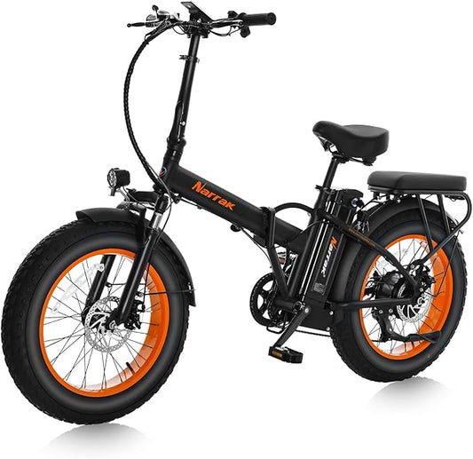 Fat Tire Folding Electric Bike, 48V & 624Wh Lithium Removable Battery, Peak 1100W Brushless Motor, Max Speed 28Mph, M5 Large LCD Display, Suspension, Step-Over/Thru Frame