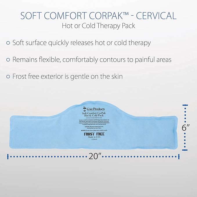 Core Products Soft Comfort CorPak – Reusable Hot & Cold Therapy Pack, Ice Pack for Injuries, No-Frost Compress for Muscle, Back & Joint Pain Relief – 6" x 20", Made in USA